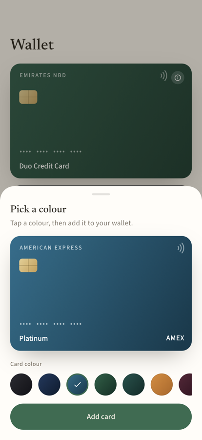 Picking a colour for a newly added card